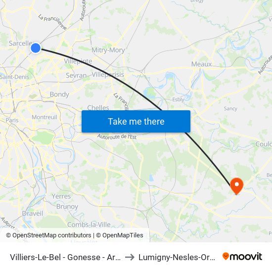 Villiers-Le-Bel - Gonesse - Arnouville to Lumigny-Nesles-Ormeaux map