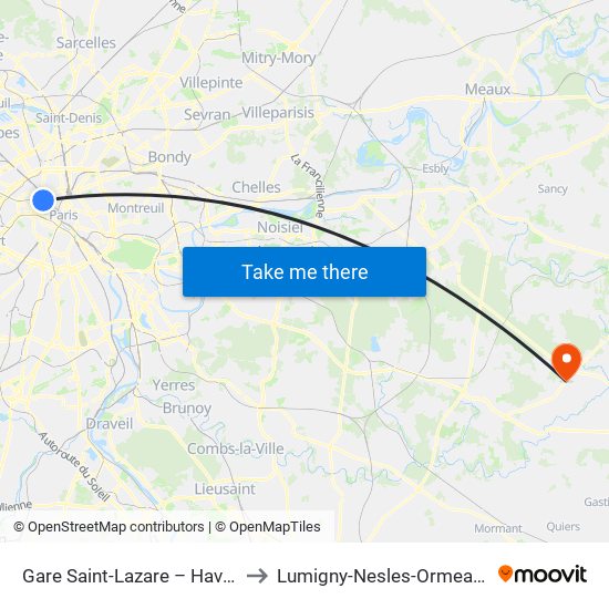 Gare Saint-Lazare – Havre to Lumigny-Nesles-Ormeaux map