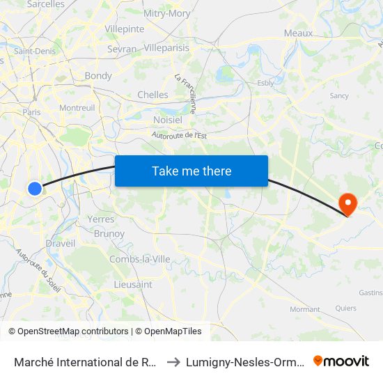 Marché International de Rungis to Lumigny-Nesles-Ormeaux map