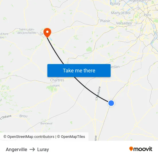 Angerville to Luray map