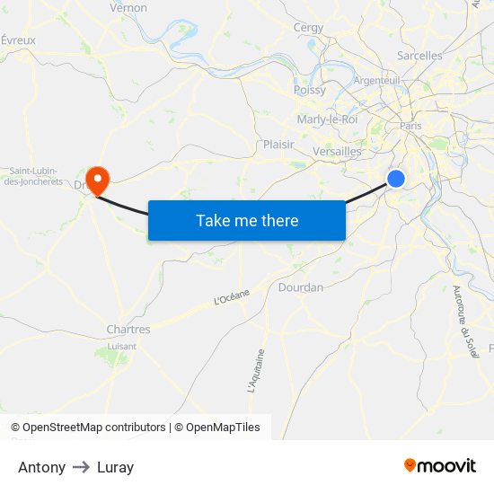 Antony to Luray map