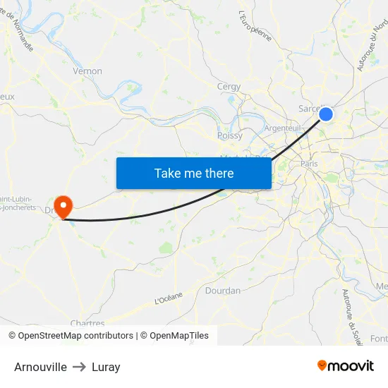 Arnouville to Luray map