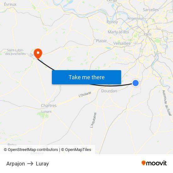 Arpajon to Luray map