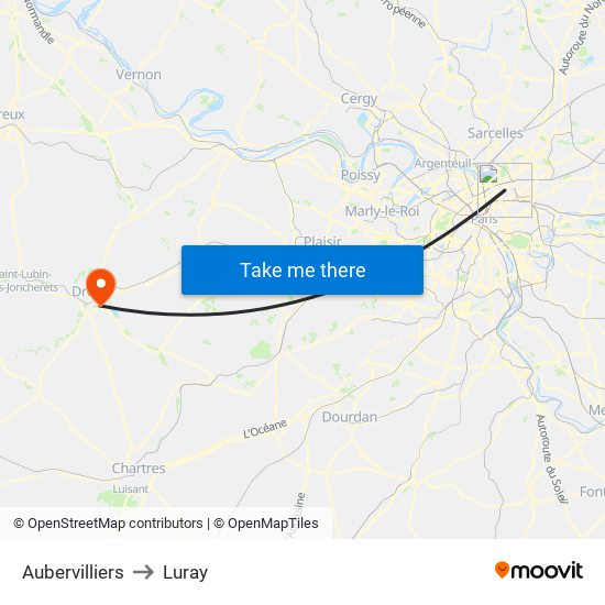 Aubervilliers to Luray map