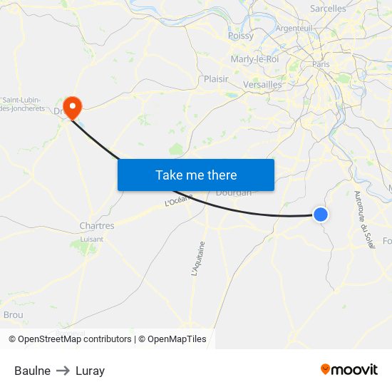 Baulne to Luray map