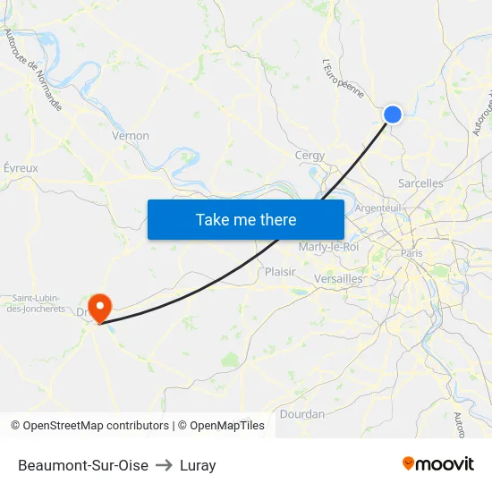 Beaumont-Sur-Oise to Luray map