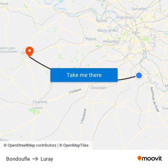 Bondoufle to Luray map