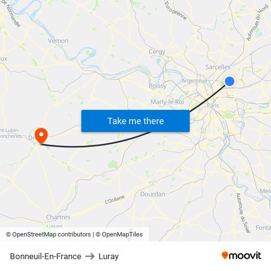 Bonneuil-En-France to Luray map