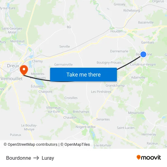 Bourdonne to Luray map