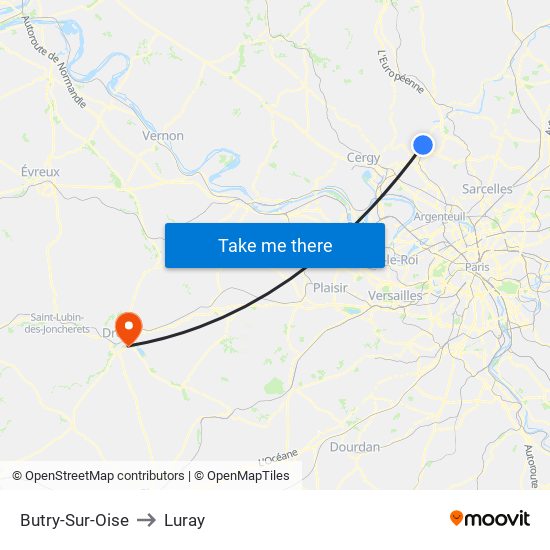 Butry-Sur-Oise to Luray map
