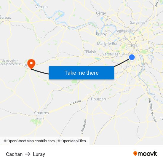 Cachan to Luray map