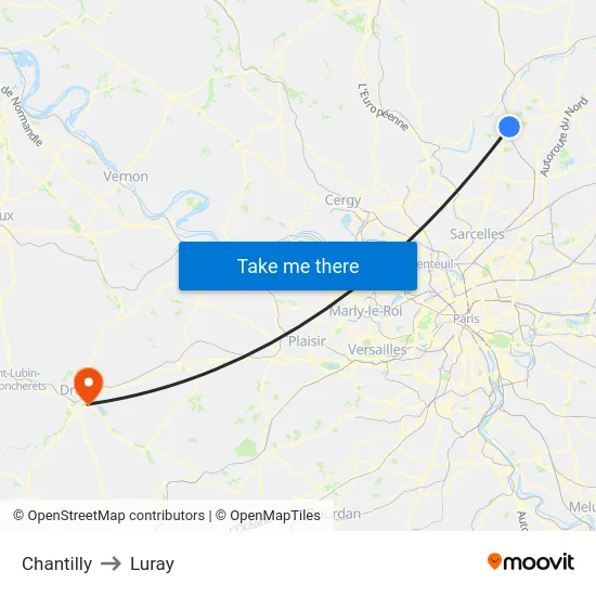 Chantilly to Luray map