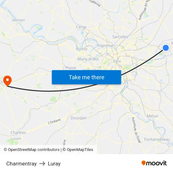 Charmentray to Luray map