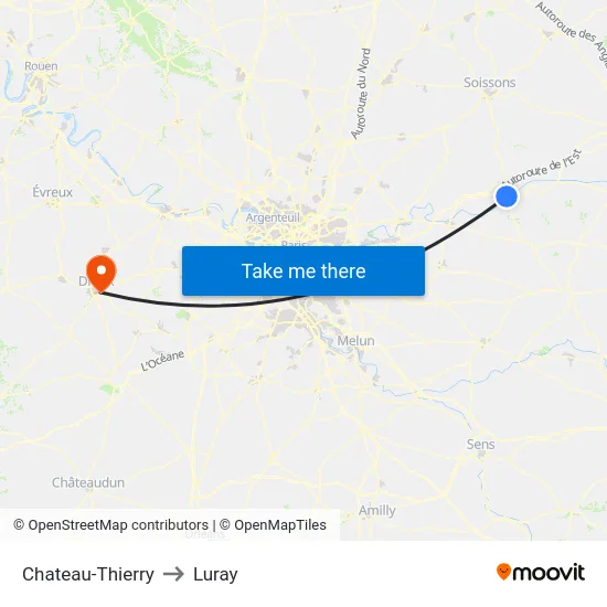 Chateau-Thierry to Luray map