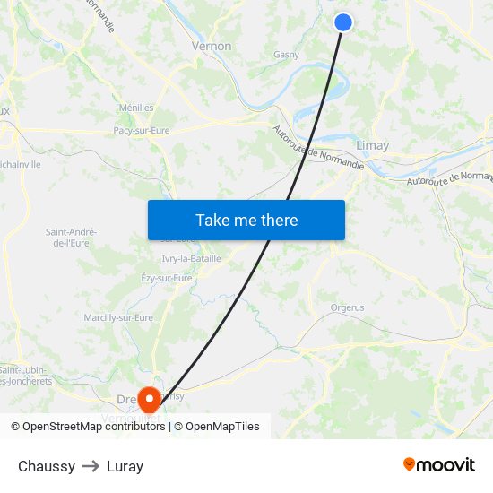 Chaussy to Luray map