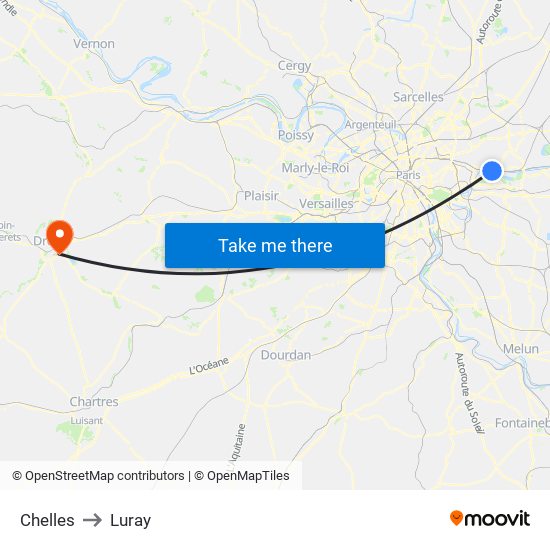 Chelles to Luray map