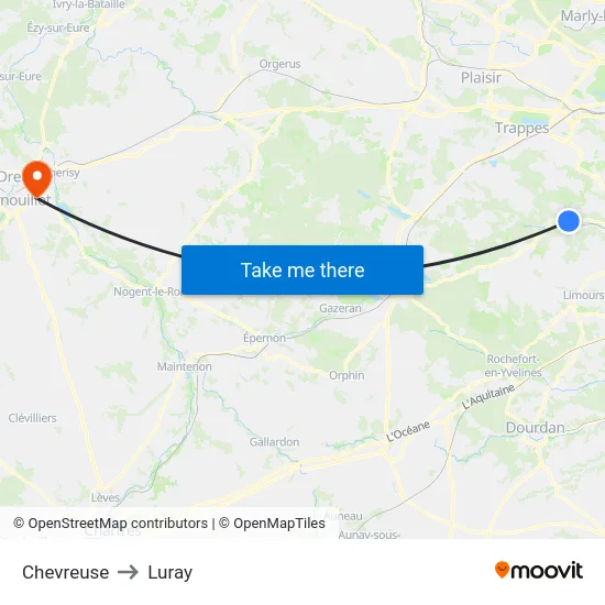 Chevreuse to Luray map