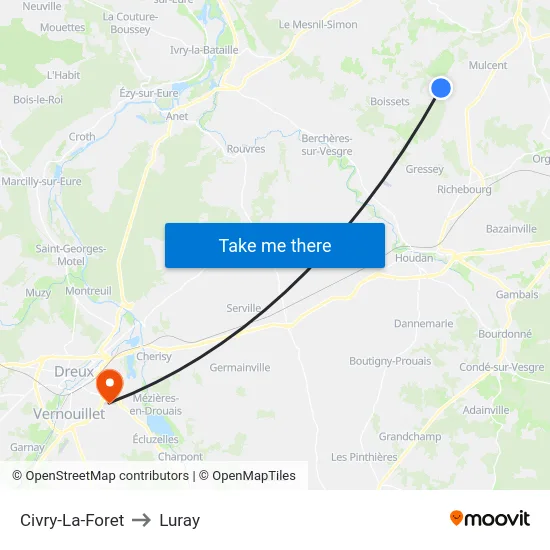 Civry-La-Foret to Luray map