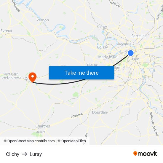 Clichy to Luray map