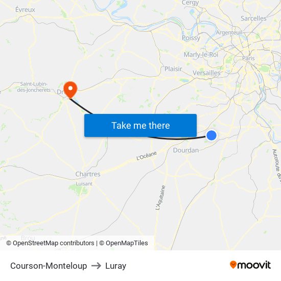 Courson-Monteloup to Luray map