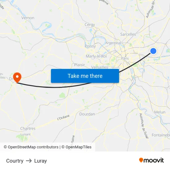 Courtry to Luray map