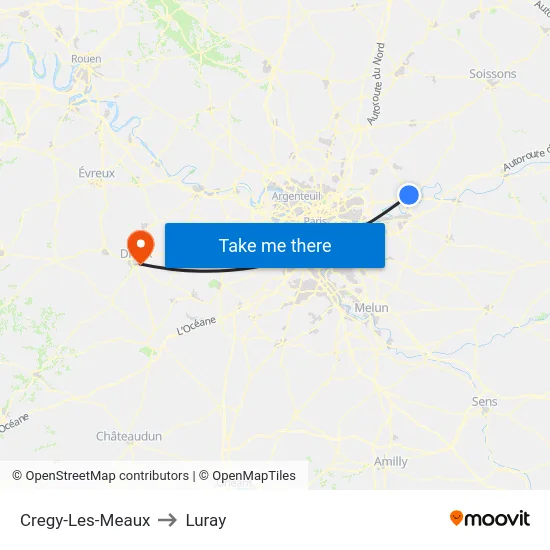 Cregy-Les-Meaux to Luray map