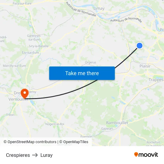 Crespieres to Luray map