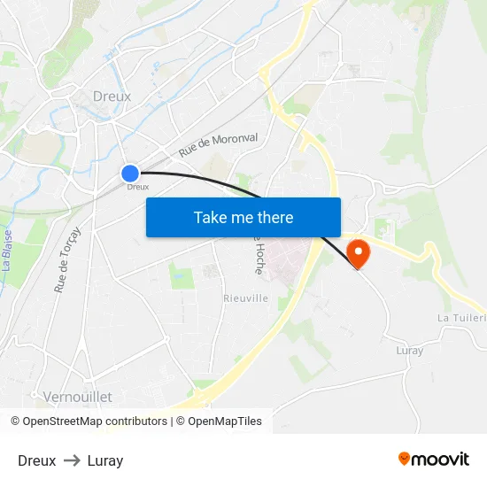Dreux to Luray map