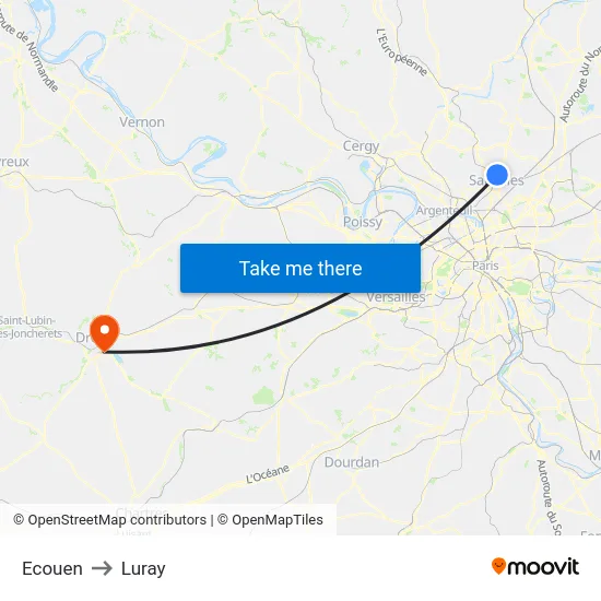 Ecouen to Luray map