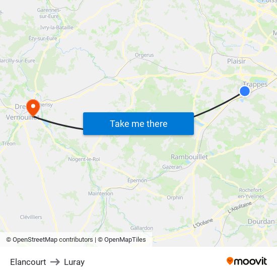 Elancourt to Luray map