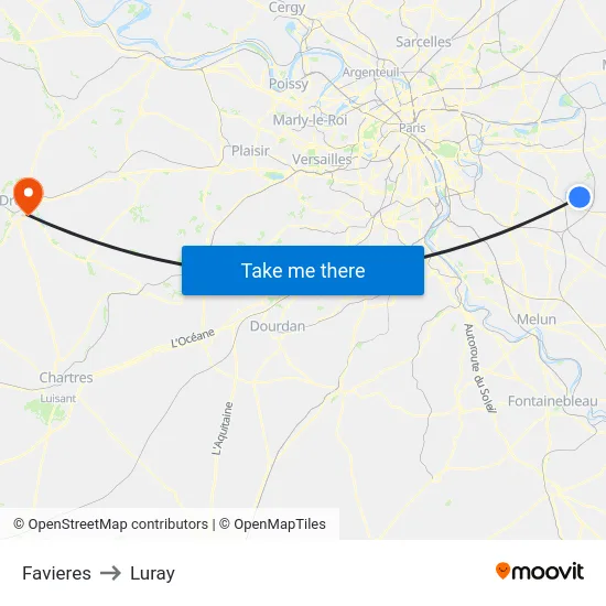 Favieres to Luray map