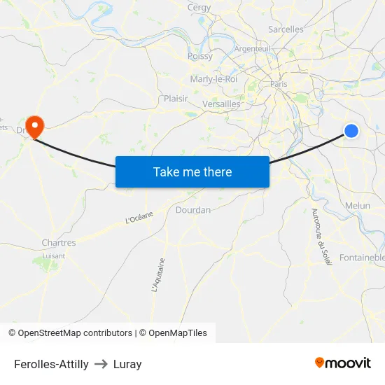 Ferolles-Attilly to Luray map