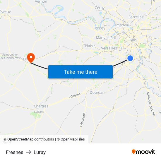 Fresnes to Luray map