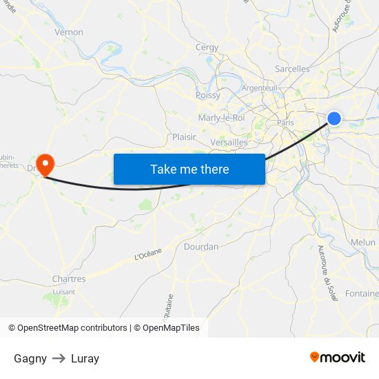Gagny to Luray map