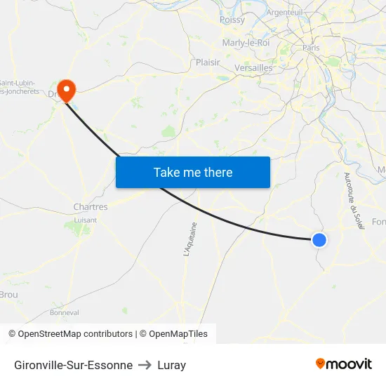 Gironville-Sur-Essonne to Luray map