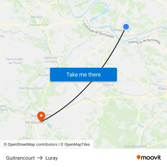 Guitrancourt to Luray map