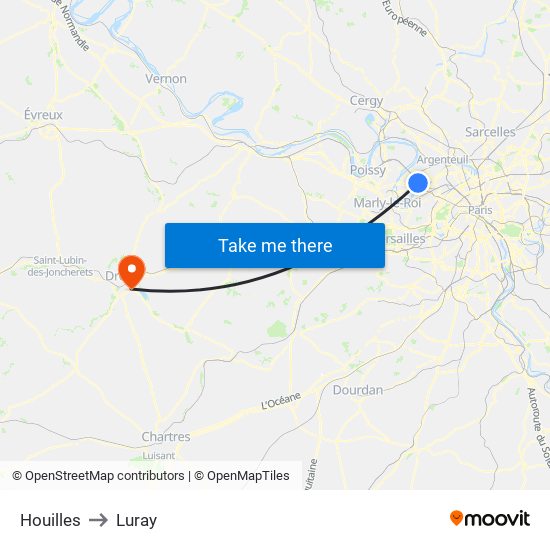 Houilles to Luray map