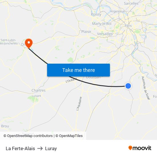 La Ferte-Alais to Luray map