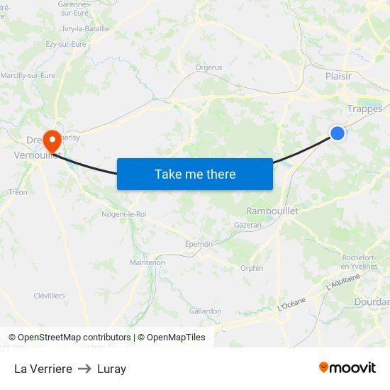 La Verriere to Luray map
