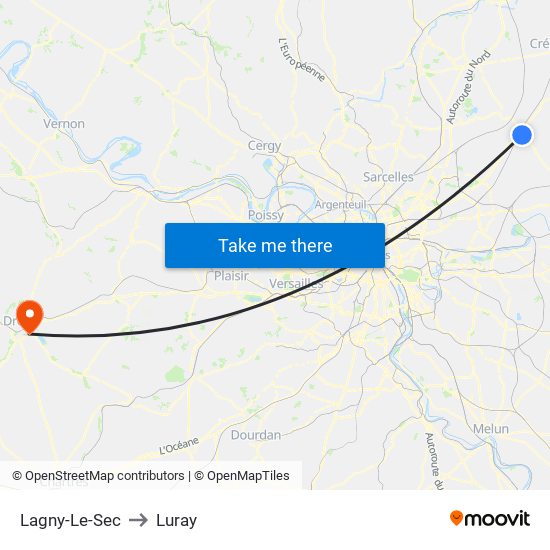 Lagny-Le-Sec to Luray map