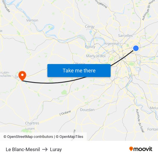 Le Blanc-Mesnil to Luray map