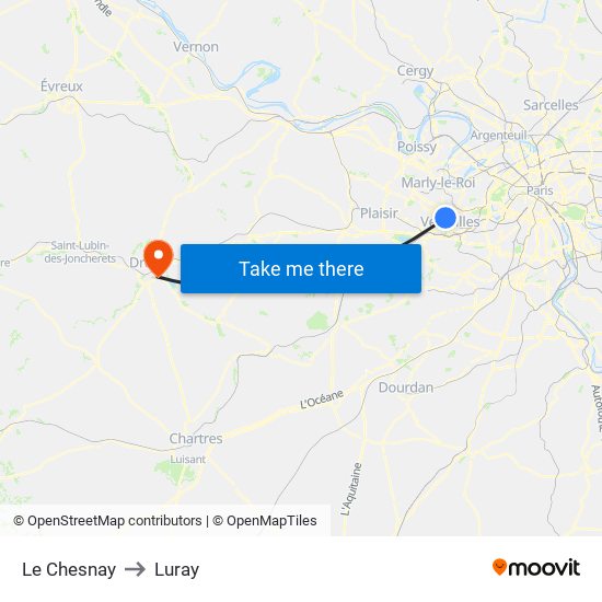 Le Chesnay to Luray map