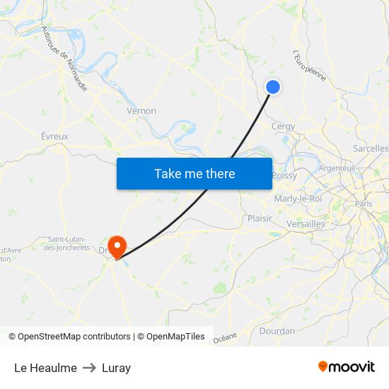 Le Heaulme to Luray map