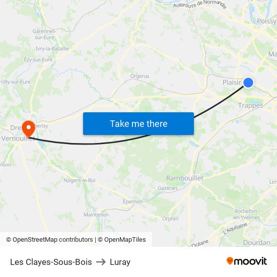 Les Clayes-Sous-Bois to Luray map