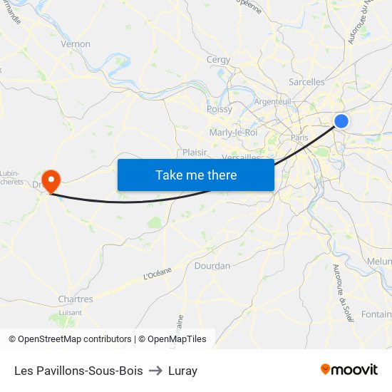 Les Pavillons-Sous-Bois to Luray map