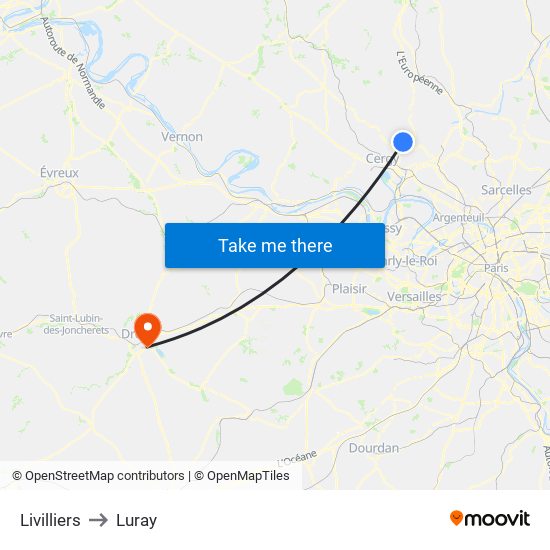 Livilliers to Luray map