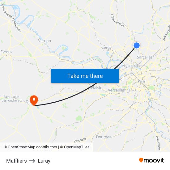 Maffliers to Luray map