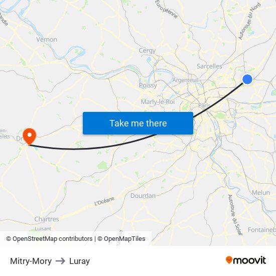 Mitry-Mory to Luray map