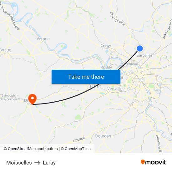 Moisselles to Luray map