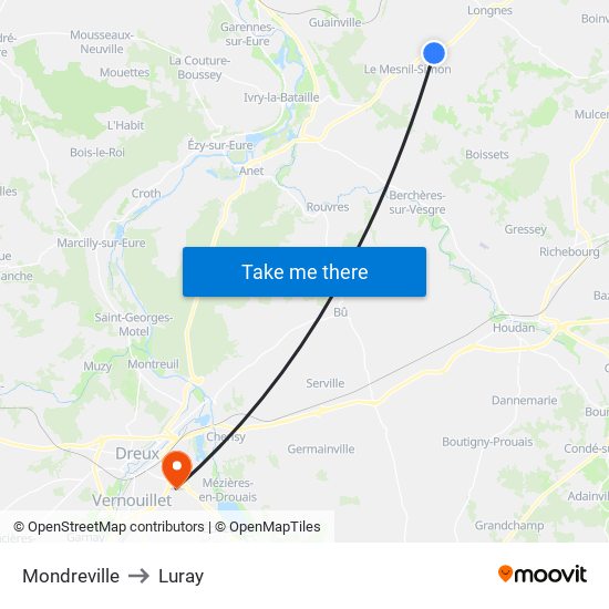 Mondreville to Luray map